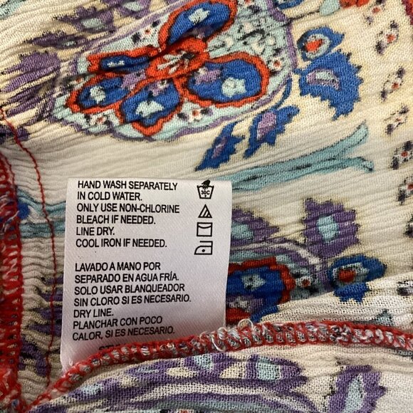 Patrons of Peace BOHO Sleeveless Ruffle Hem Peplum Mixed Floral Top S Red #35M - Picture 9 of 9